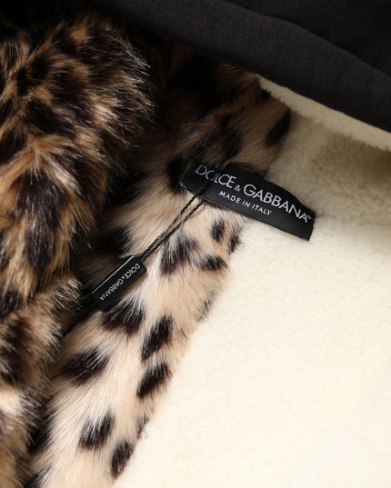 Dolce & Gabbana Black Embroidered Full Zip Hooded Jacket