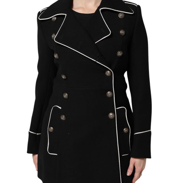 Dolce & Gabbana Black Wool Double Breasted Blazer Jacket