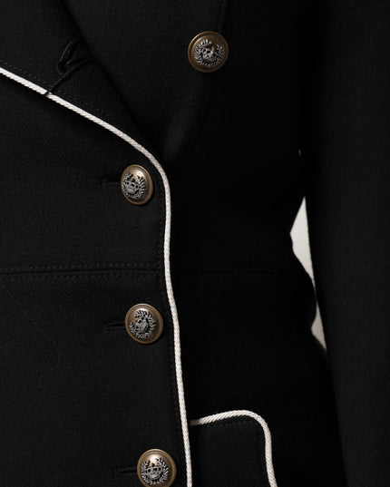 Dolce & Gabbana Black Wool Double Breasted Blazer Jacket