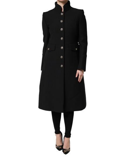 Dolce & Gabbana Black Wool Single Breasted Trench Coat Jacket