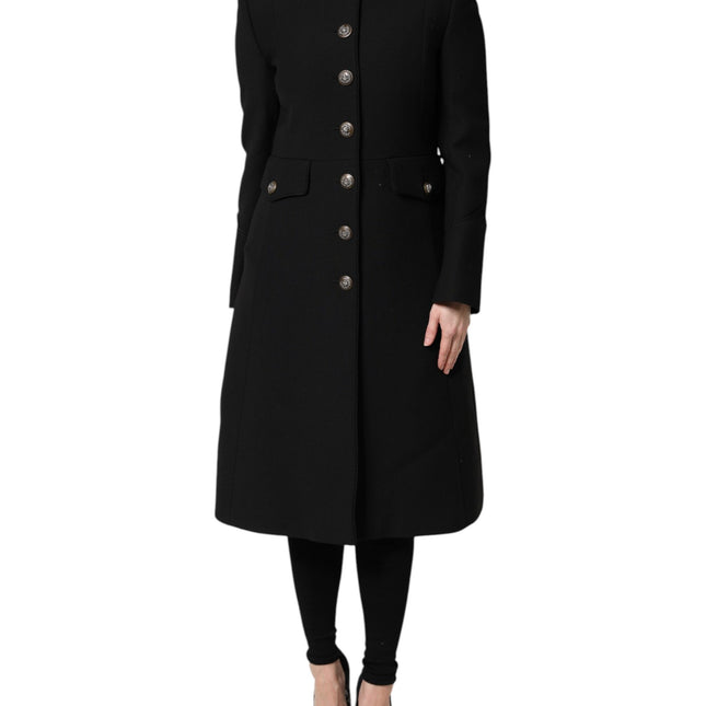 Dolce & Gabbana Black Wool Single Breasted Trench Coat Jacket
