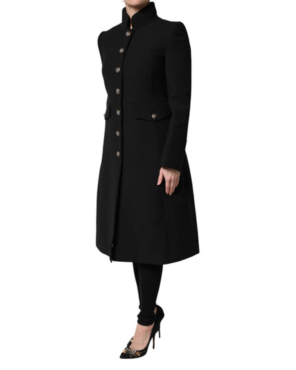 Dolce & Gabbana Black Wool Single Breasted Trench Coat Jacket