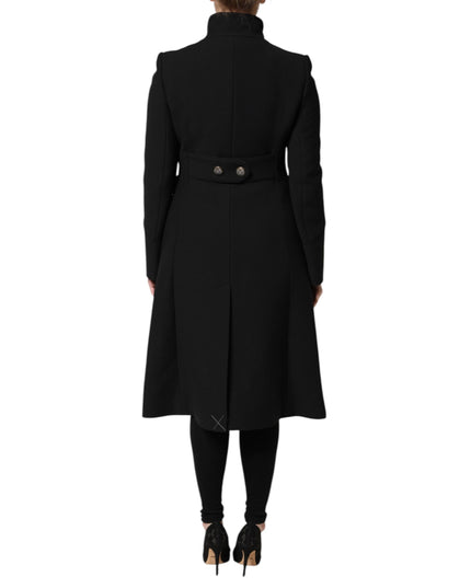 Dolce & Gabbana Black Wool Single Breasted Trench Coat Jacket
