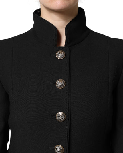 Dolce & Gabbana Black Wool Single Breasted Trench Coat Jacket
