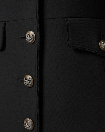 Dolce & Gabbana Black Wool Single Breasted Trench Coat Jacket