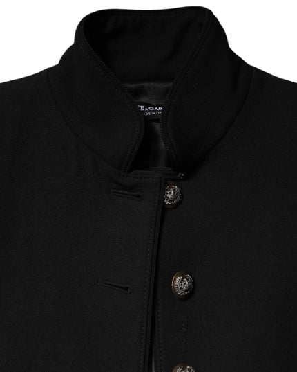 Dolce & Gabbana Black Wool Single Breasted Trench Coat Jacket
