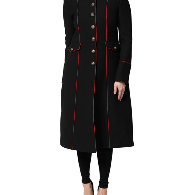 Dolce & Gabbana Black Wool Single Breasted Trench Coat Jacket