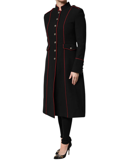 Dolce & Gabbana Black Wool Single Breasted Trench Coat Jacket