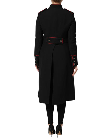 Dolce & Gabbana Black Wool Single Breasted Trench Coat Jacket