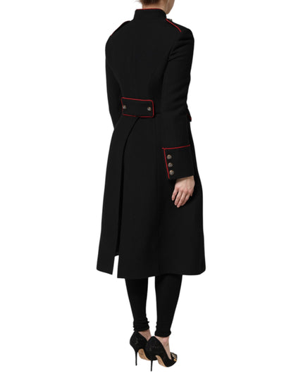 Dolce & Gabbana Black Wool Single Breasted Trench Coat Jacket