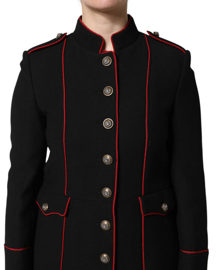 Dolce & Gabbana Black Wool Single Breasted Trench Coat Jacket