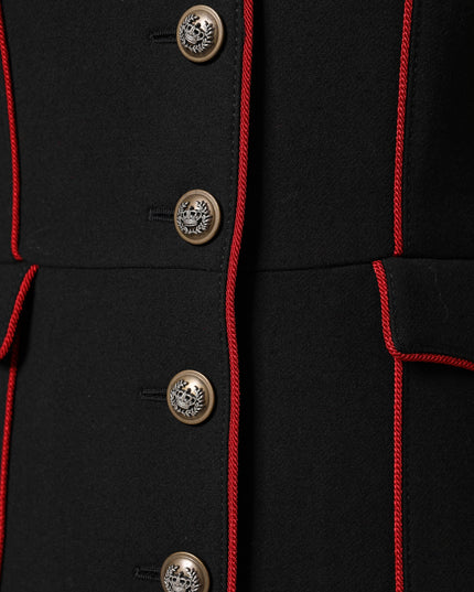 Dolce & Gabbana Black Wool Single Breasted Trench Coat Jacket