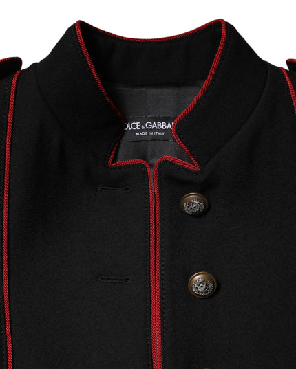 Dolce & Gabbana Black Wool Single Breasted Trench Coat Jacket