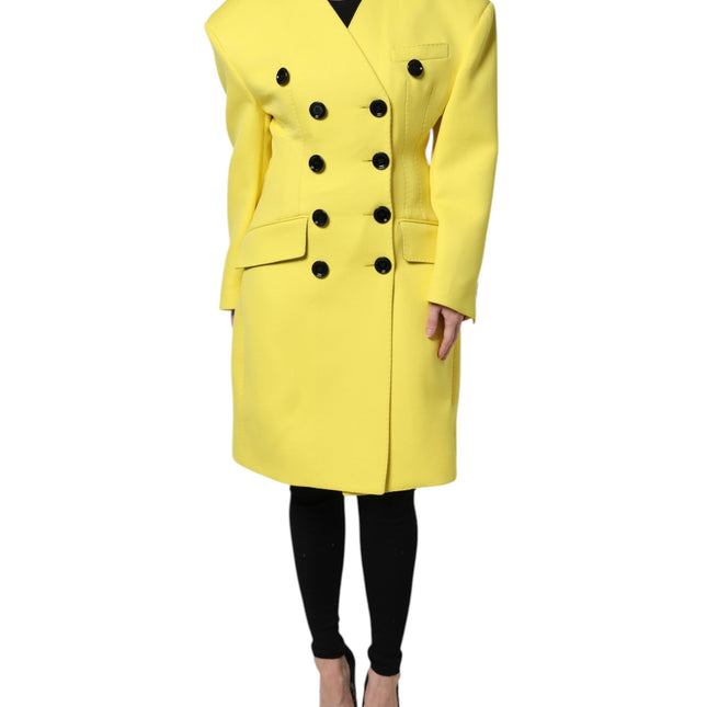 Dolce & Gabbana Yellow Double Breasted Trench Coat Jacket