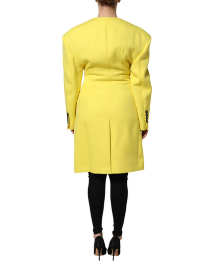 Dolce & Gabbana Yellow Double Breasted Trench Coat Jacket