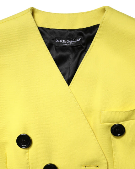 Dolce & Gabbana Yellow Double Breasted Trench Coat Jacket