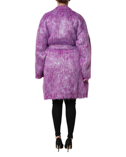 Dolce & Gabbana Purple Button Embellished Trench Coat Jacket