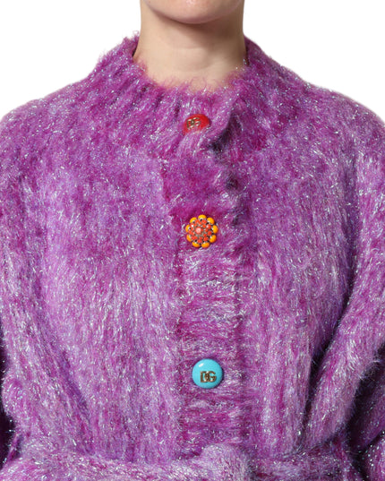 Dolce & Gabbana Purple Button Embellished Trench Coat Jacket