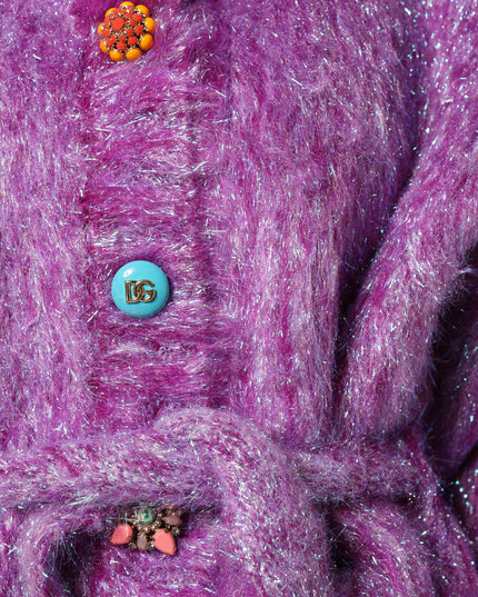 Dolce & Gabbana Purple Button Embellished Trench Coat Jacket