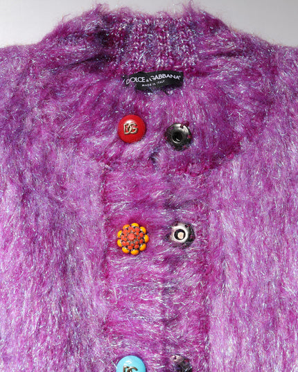 Dolce & Gabbana Purple Button Embellished Trench Coat Jacket