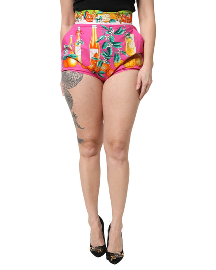 Dolce & Gabbana Pink Printed High Waist Hot Pants Shorts