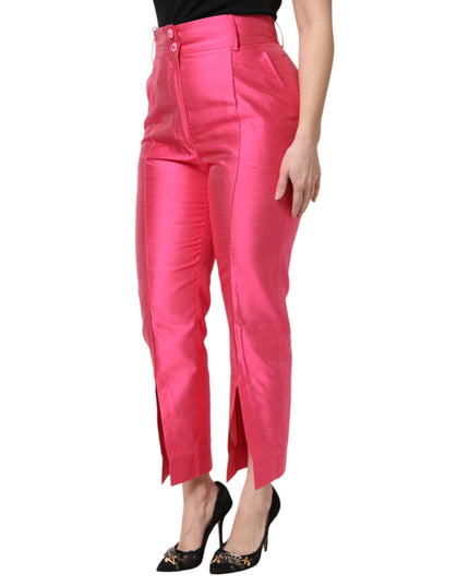 Dolce & Gabbana Pink Silk High Waist Tapered Pants