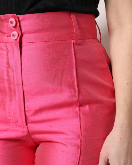 Dolce & Gabbana Pink Silk High Waist Tapered Pants