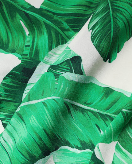 Dolce & Gabbana White Green Leaf High Waist Pants