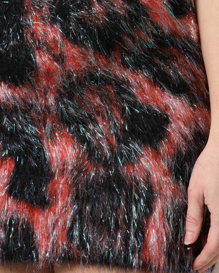 Dolce & Gabbana Multicolor Plush High Waist Mini Skirt