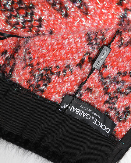 Dolce & Gabbana Multicolor Plush High Waist Mini Skirt