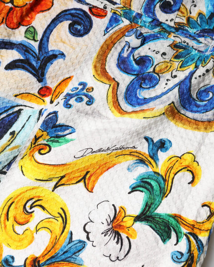 Dolce & Gabbana Multicolor Majolica Print High Waist Shorts