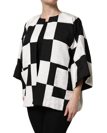 Dolce & Gabbana White Black Patchwork Jacquard Blazer Jacket