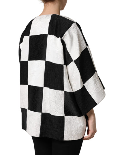 Dolce & Gabbana White Black Patchwork Jacquard Blazer Jacket