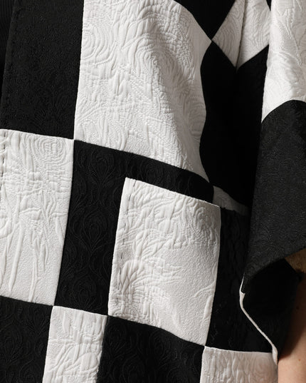 Dolce & Gabbana White Black Patchwork Jacquard Blazer Jacket