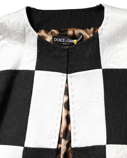 Dolce & Gabbana White Black Patchwork Jacquard Blazer Jacket