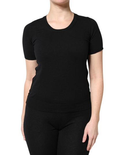 Dolce & Gabbana Black Cotton Round Neck Short Sleeve T-shirt