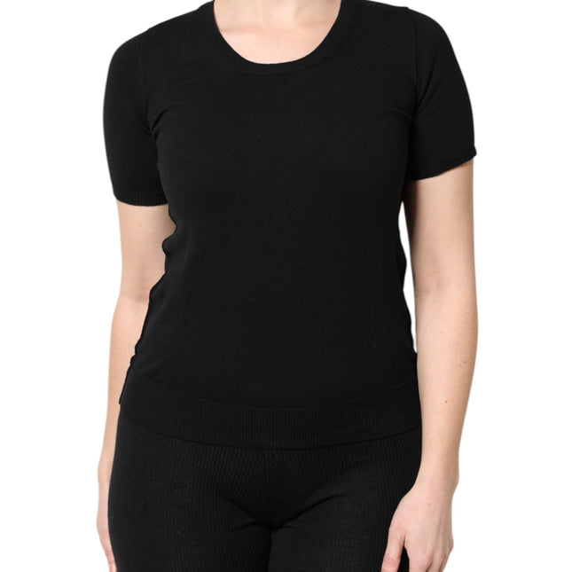 Dolce & Gabbana Black Cotton Round Neck Short Sleeve T-shirt