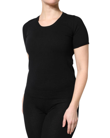 Dolce & Gabbana Black Cotton Round Neck Short Sleeve T-shirt