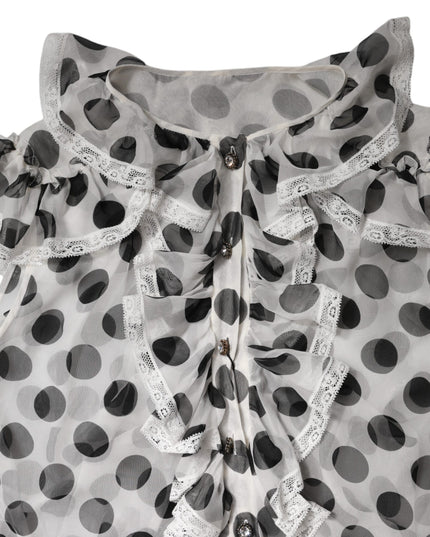 Dolce & Gabbana White Black Polka Dot Cotton Sleeveless Top