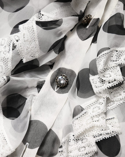 Dolce & Gabbana White Black Polka Dot Cotton Sleeveless Top