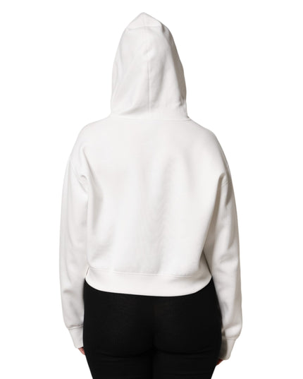 Dolce & Gabbana Ivory Cotton Printed Hooded Pullover Sweater