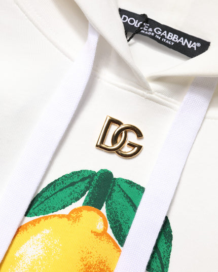 Dolce & Gabbana Ivory Cotton Printed Hooded Pullover Sweater