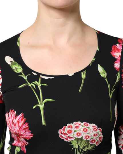 Dolce & Gabbana Black Floral Long Sleeve Women Blouse Top