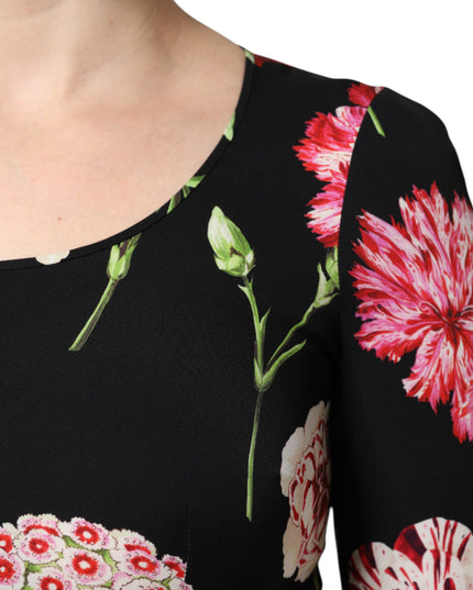 Dolce & Gabbana Black Floral Long Sleeve Women Blouse Top