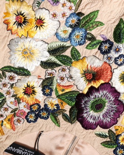 Dolce & Gabbana Beige Floral Embroidery Sleeveless Tank Top