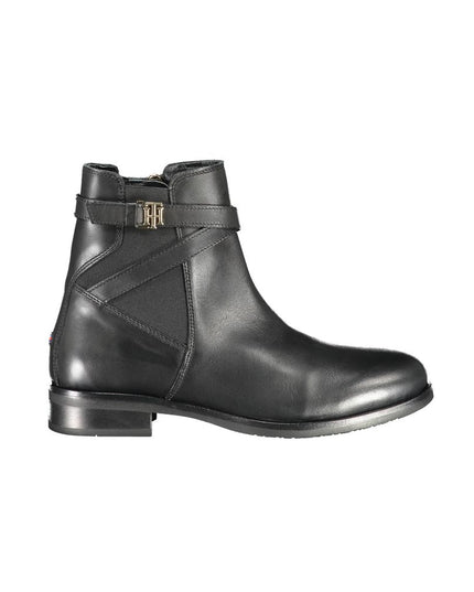 Tommy Hilfiger Black Leather Women Boot
