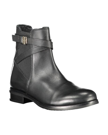 Tommy Hilfiger Black Leather Women Boot