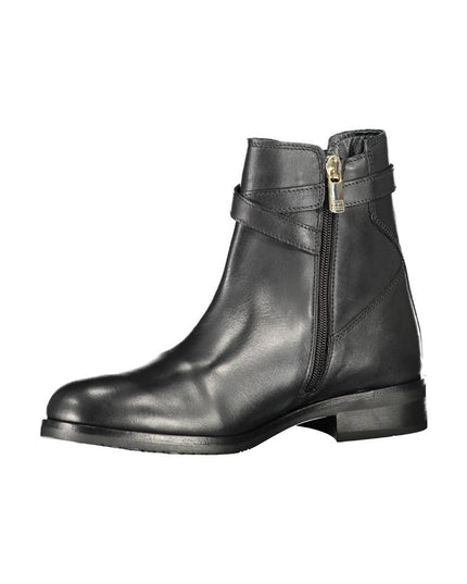 Tommy Hilfiger Black Leather Women Boot