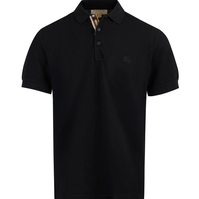 Burberry Black Cotton Collared Polo Shirt