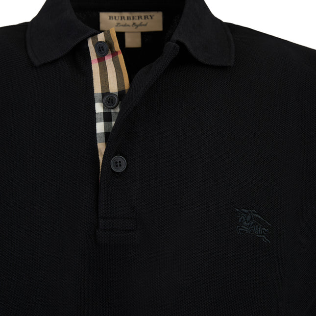 Burberry Black Cotton Collared Polo Shirt
